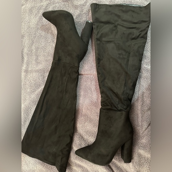 Billini Shoes - Billini Black Suede Wide Calf Over the Knee Boots Size 7